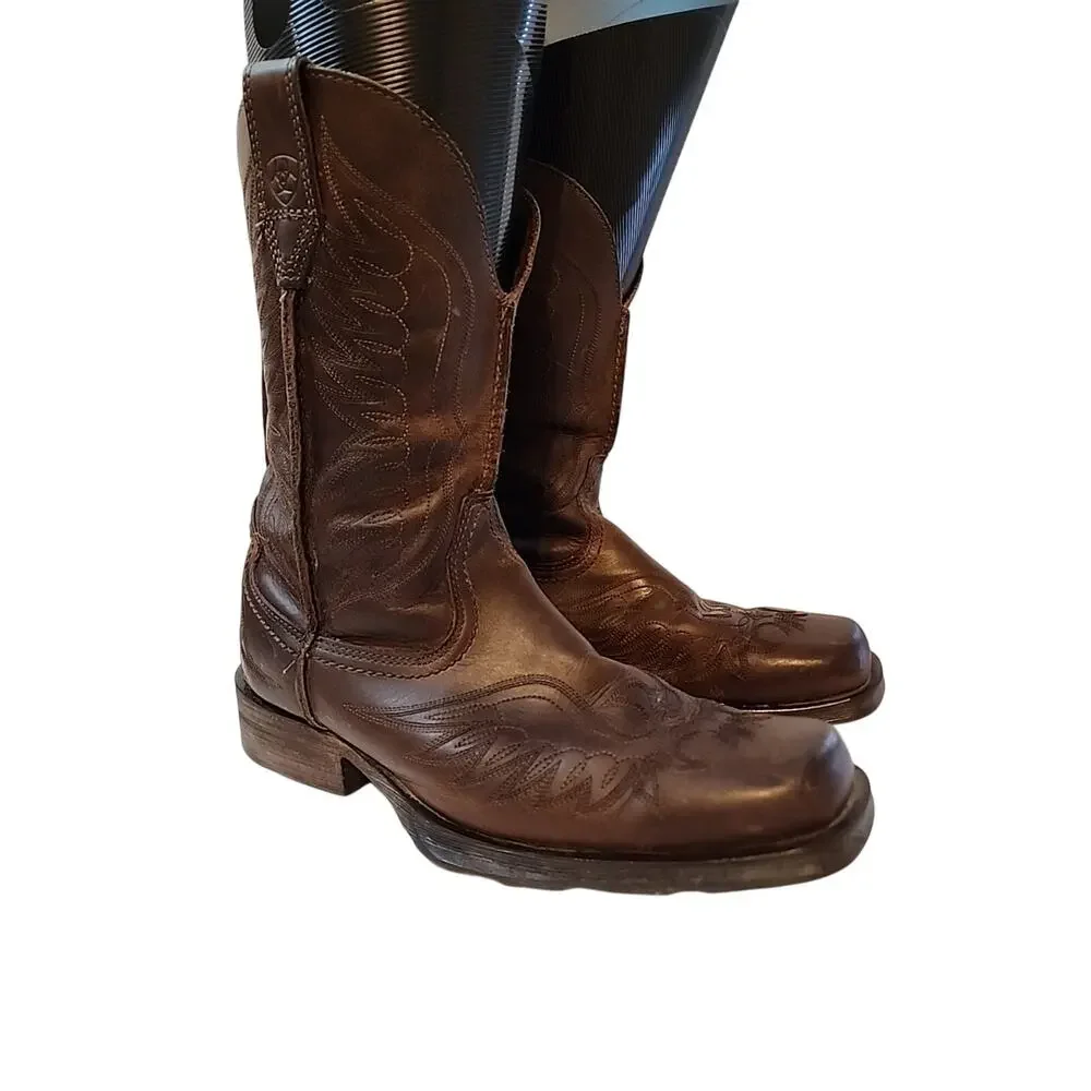 Ariat 10010944 Brown Rambler Phoenix Square Toe Leather Western Boots Mens 7.5 D